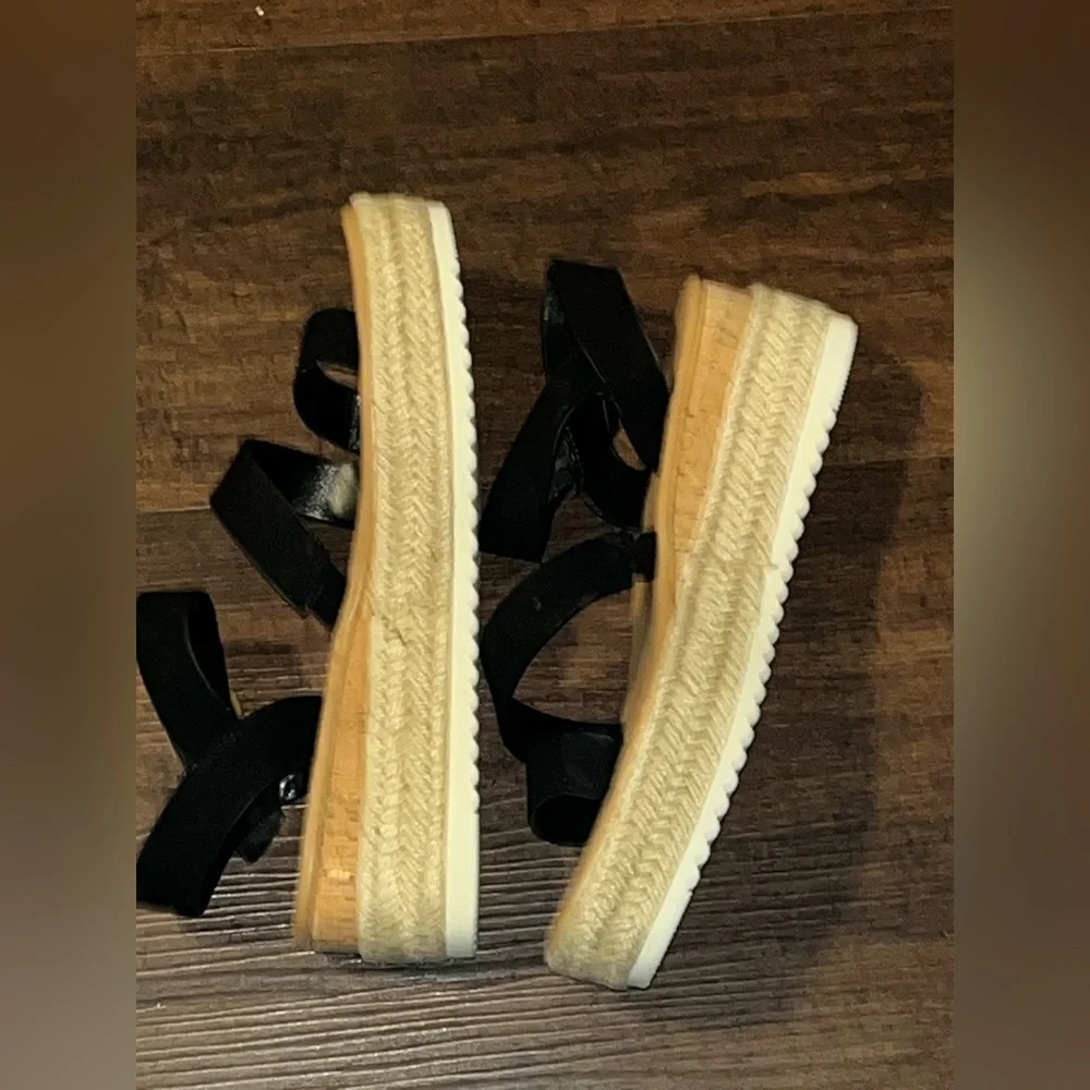INC Black Espadrille Platform Sandals Size 8.5